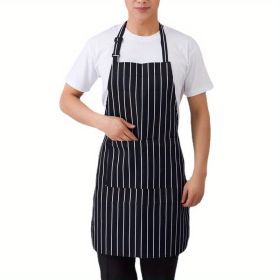 1pc Black Apron, Unisex Adjustable Bib Apron With 2 Pockets, Cooking Kitchen Apron For Women Men, Kitchen BBQ Apron, Cotton Linen Chef Apron For Cooki