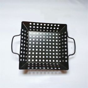 1pc Square Carbon Steel Barbecue Tray Vegetable Fruit Drain Basket Multifunctional Kitchen Tool