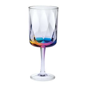 Rainbow Diamond Plastic Wine Glasses Set of 4 (16oz), BPA Free Acrylic Wine Glass Set, Unbreakable Red Wine Glasses, White Wine Glasses
