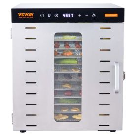 VEVOR Food Dehydrator Machine, 10 Stainless Steel Trays, 1000W Electric Food Dryer with Digital Adjustable Timer & Temperature for Jerky, Herb, Meat,