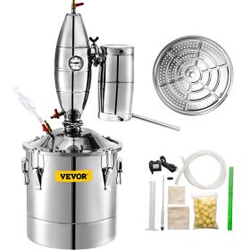 VEVOR 20L 5.3Gal Water Alcohol Distiller 304 Stainless Steel Alcohol Still Wine Making Boiler Home Kit with Thermometer for Whiskey Brandy Essential,