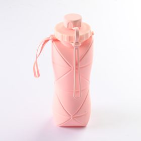 600ml Folding Silicone Water Bottle Sports Water Bottle Outdoor Travel Portable Water Cup Running Riding Camping Hiking Kettle (Option: Pink-600ml)