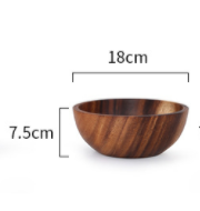 Acacia wooden bowl wooden tableware (Option: Brown-18X7.5cm)