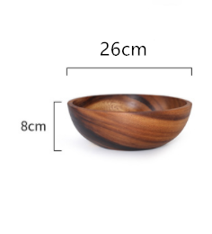 Acacia wooden bowl wooden tableware (Option: Brown-26X8cm)