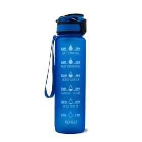 1L Tritan Water Bottle With Time Marker Bounce Cover Motivational Water Bottle Cycling Leakproof Cup For Sports Fitness Bottles (Option: Blue-1L)