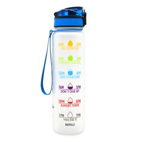 1L Tritan Water Bottle With Time Marker Bounce Cover Motivational Water Bottle Cycling Leakproof Cup For Sports Fitness Bottles (Option: Colorful-1L)