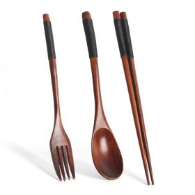 Long Handle Couple Spoon Chopsticks Portable Tableware (Option: Black-1PCS)