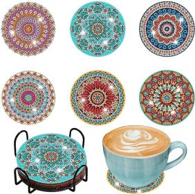 6 Pcs Diamond Painting Coasters Kits, DIY Diamond Painting Arts Non - Slip Coaster Sets With Holder For Beginners Adults And Kids, Cool Home Decor - 3 (Option: Default)