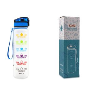 1L Tritan Water Bottle With Time Marker Bounce Cover Motivational Water Bottle Cycling Leakproof Cup For Sports Fitness Bottles (Option: Colorful with box-1L)