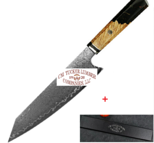 Chef's Knife For Japanese Cuisine In Damascus (Option: Black of Tucker Lumber LLC-34.7cm)