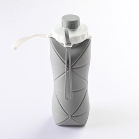 600ml Folding Silicone Water Bottle Sports Water Bottle Outdoor Travel Portable Water Cup Running Riding Camping Hiking Kettle (Option: Grey-600ml)