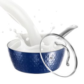 Induction Saucepan With Lid, 18cm 1.5L Milk Pan Non Stick Saucepan, Aluminum Ceramic Coating Cooking Pot - PFOA Free With Stainless Steel Handle, Suit (Option: Default)