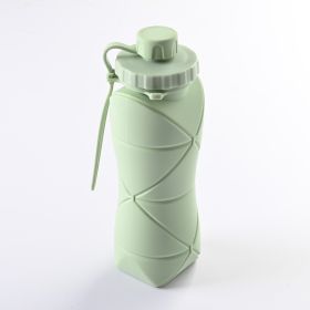 600ml Folding Silicone Water Bottle Sports Water Bottle Outdoor Travel Portable Water Cup Running Riding Camping Hiking Kettle (Option: Green-600ml)