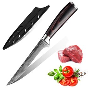 10PCS Japanese Damascus Steel Chef Knife - Professional Hardened Kitchen Knives Cut Stainless Steel Santoku Kitchen (Option: 6BONING KNIFE)