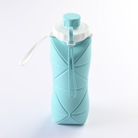 600ml Folding Silicone Water Bottle Sports Water Bottle Outdoor Travel Portable Water Cup Running Riding Camping Hiking Kettle (Option: Blue-600ml)
