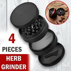 Herb Grinder 4-Piece Metal Small Hand Crusher Mill Magnetic Top Black US (Option: Default)