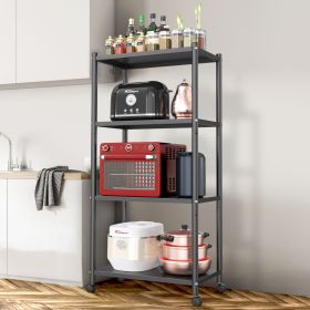 Ambitelligence Kitchen Bakers Rack, Heavy Duty Bakers Rack 4-Tier Free Standing Kitchen Storage Shelf Rack Hight Adjustable With Wheels & Feet, Indust (Color: Black)