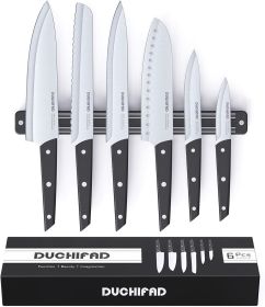 Magnetic Knife Strip With Knife Set, 6 Piece Knife Set With Knife Holder, Kitchen Knife Set With Magnetic Knife Block, 13.2inch Multipurpose Magnetic (Color: Black)