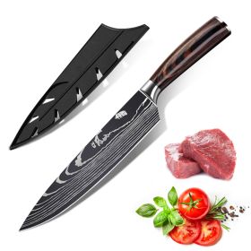 10PCS Japanese Damascus Steel Chef Knife - Professional Hardened Kitchen Knives Cut Stainless Steel Santoku Kitchen (Option: 8CHEF KNIFE)