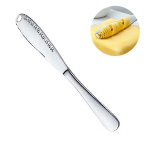 3 In 1 Stainless Steel Butter Spreader Knife Butter Curler Spreader Butter Knife (Option: 2Pcs)