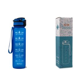 1L Tritan Water Bottle With Time Marker Bounce Cover Motivational Water Bottle Cycling Leakproof Cup For Sports Fitness Bottles (Option: Blue with box-1L)