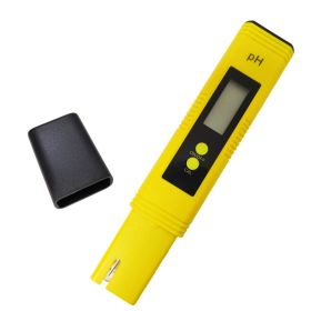 PH Meter 0.01 PH Battery Powder High Precision Water Quality EC Tester 0-14 PH Measurement Range For Aquarium Swimming Pool Digital Electric PH Meter (Color: Yellow)