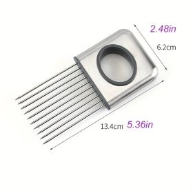 Onion Slicer Holder, Onion Holder For Slicing, 304 Stainless Steel Onion Slicer Cutter, Lemon Holder Slicer, Creative Onion Slicer Holder, Onion Slice (Color: SILVER)