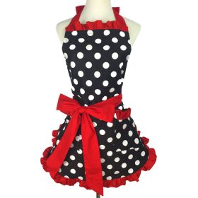1pc Cute Apron, Retro Polka Dot Aprons, Ruffle Side Vintage Cooking Aprons With Pockets, Adjustable Kitchen Aprons For Women Girls, Waitress Chef, For (Color: Big Red Dot Red Lace)