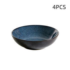 Creative Ceramic Plate Kiln Change Blue Bowl (Option: 8inch Blow-4PCS Set)