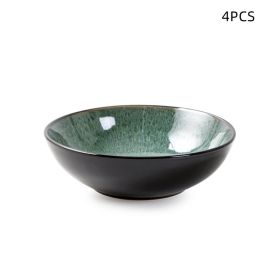 Creative Western Food Plate Vegetable Plate Kiln Change Peacock Green Bowl (Option: Green Bowl-4PCS Set)